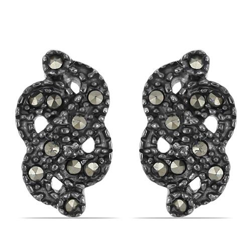  925 STERLING SILVER NATURAL AUSTRIAN MARCASITE GEMSTONE STYLISH EARRINGS 